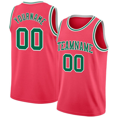Custom Neon Pink Kelly Green-White High-quality Basketball Jersey