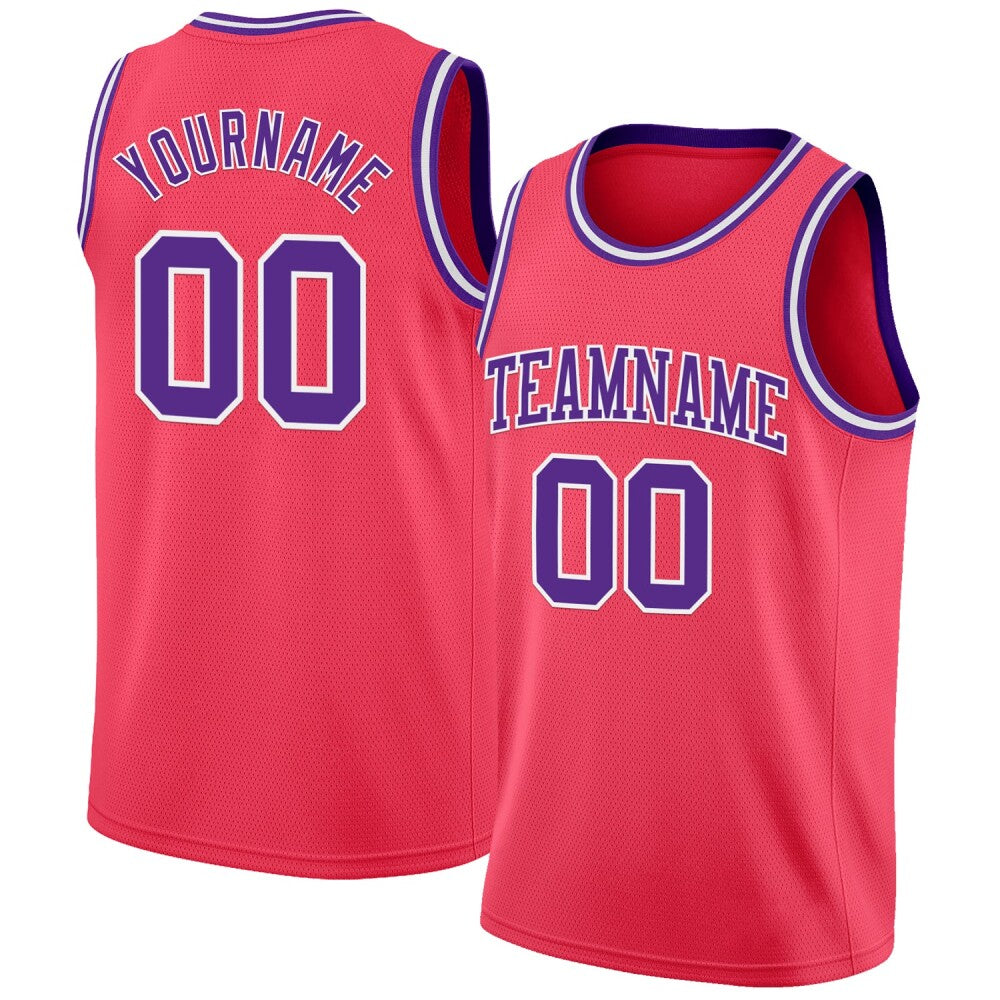 Custom Neon Pink Purple-White High-quality Basketball Jersey