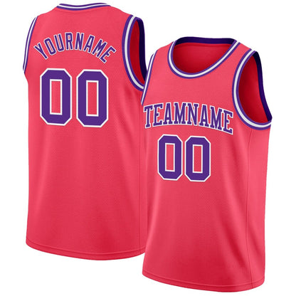 Custom Neon Pink Purple-White High-quality Basketball Jersey