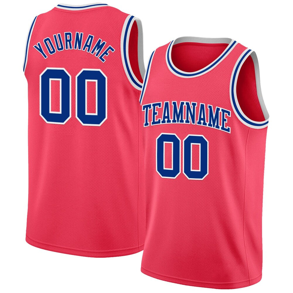 Custom Neon Pink Royal-White High-quality Basketball Jersey