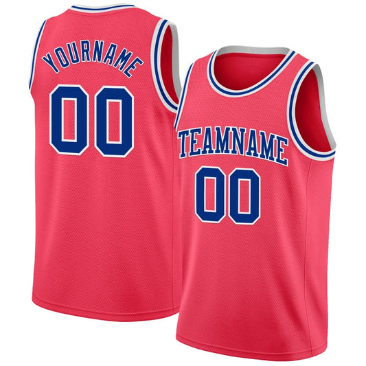 Custom Neon Pink Royal-White High-quality Basketball Jersey