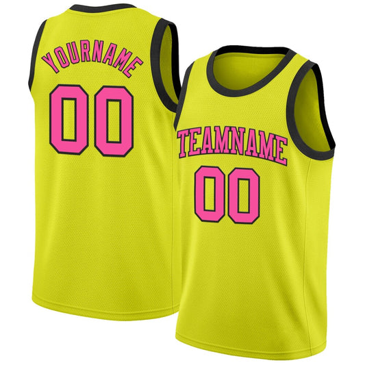 Custom Neon Yellow Pink-Black High-quality Basketball Jersey