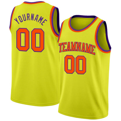 Custom Neon Yellow Orange-Purple High-quality Basketball Jersey