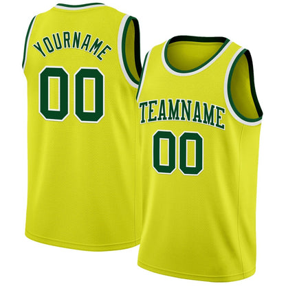 Custom Neon Yellow Green-White High-quality Basketball Jersey