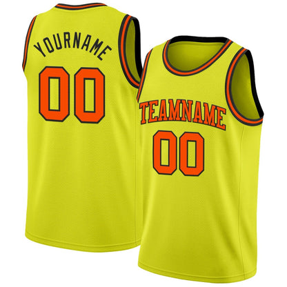 Custom Neon Yellow Orange-Black High-quality Basketball Jersey