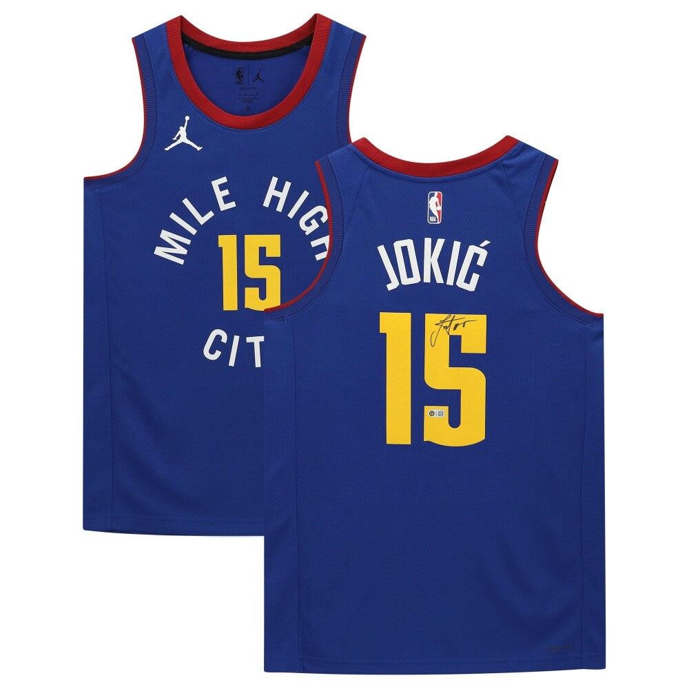 Nikola Jokic Denver Nuggets Fanatics  Autographed Jordan Brand 2020-21 Statement Swingman Jersey - Blue