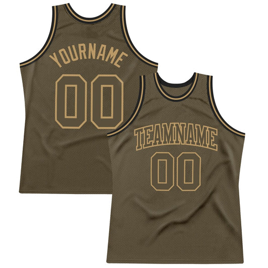 Custom Olive Olive-Old Gold High-quality Throwback Salute To Service Basketball Jersey