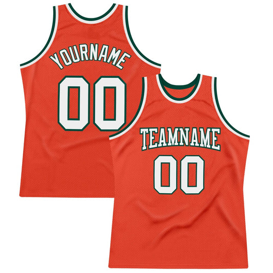 Custom Orange White-Green High-quality Throwback Basketball Jersey