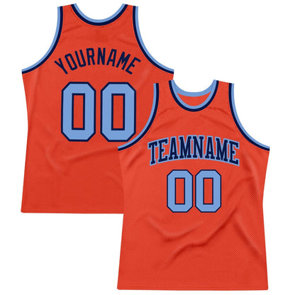 Custom Orange Light Blue-Navy High-quality Throwback Basketball Jersey
