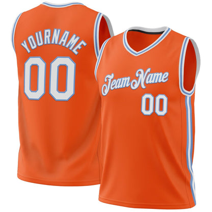Custom Orange White-Light Blue High-quality Throwback Basketball Jersey