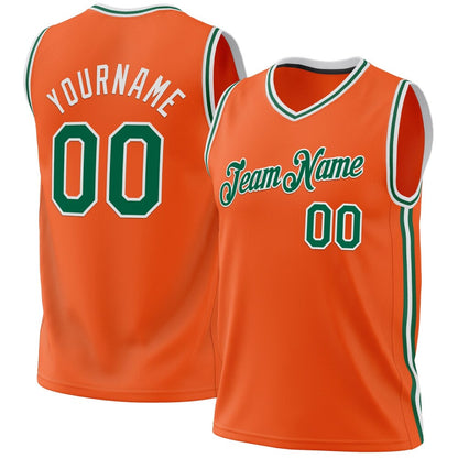 Custom Orange Kelly Green-White High-quality Throwback Basketball Jersey