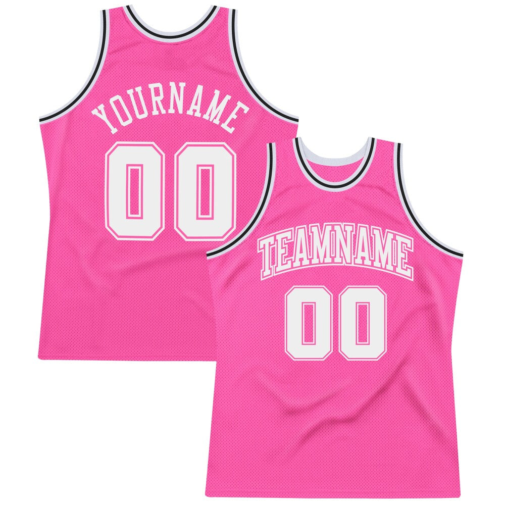 Custom Pink White-Black High-quality Throwback Basketball Jersey