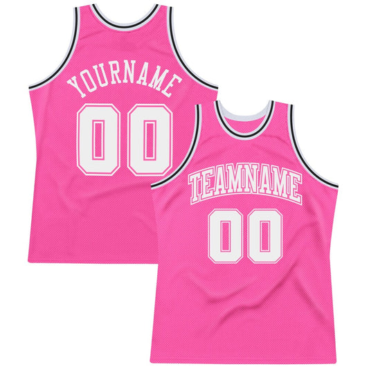 Custom Pink White-Black High-quality Throwback Basketball Jersey