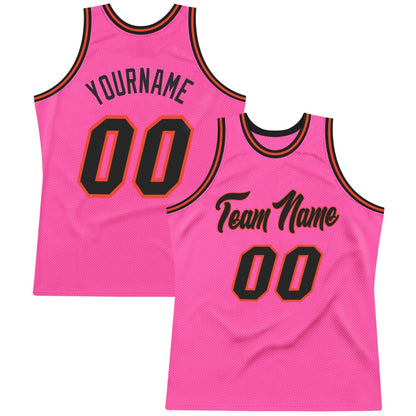 Custom Pink Black-Orange High-quality Throwback Basketball Jersey