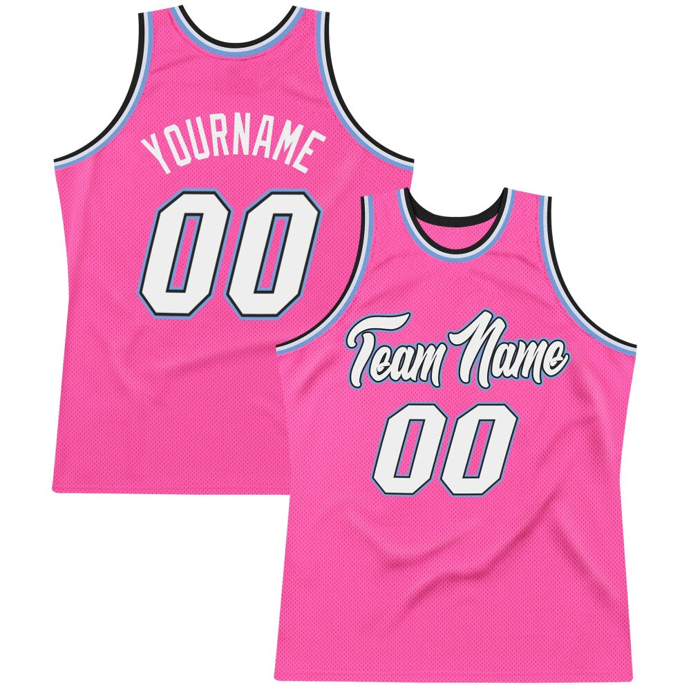 Custom Pink White-Light Blue High-quality Throwback Basketball Jersey