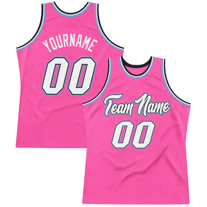 Custom Pink White-Light Blue High-quality Throwback Basketball Jersey