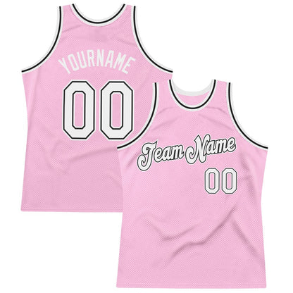 Custom Light Pink White-Black High-quality Throwback Basketball Jersey