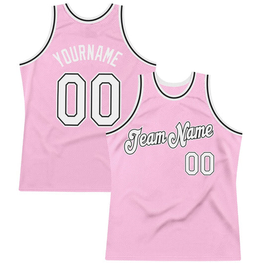 Custom Light Pink White-Black High-quality Throwback Basketball Jersey