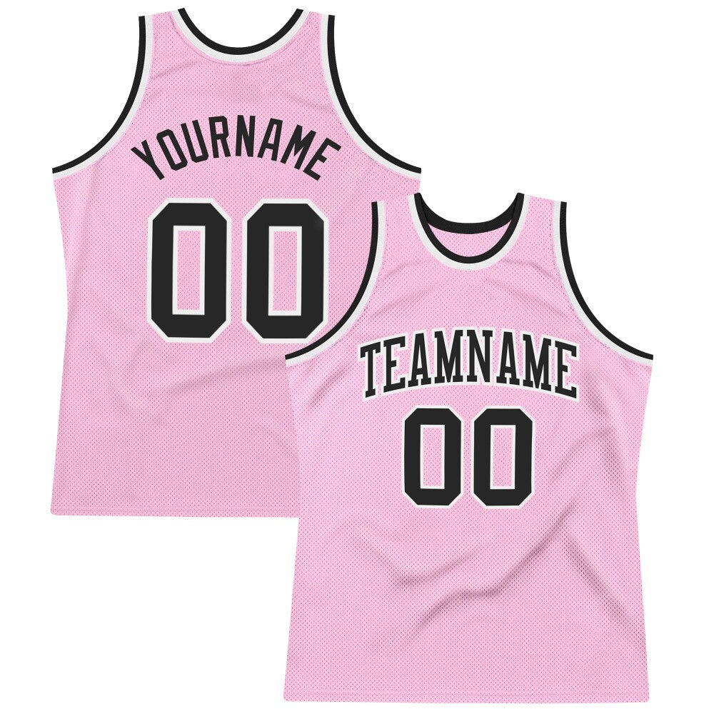 Custom Light Pink Black-White High-quality Throwback Basketball Jersey