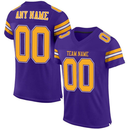 Custom Purple Gold-White Mesh High-quality Football Jersey