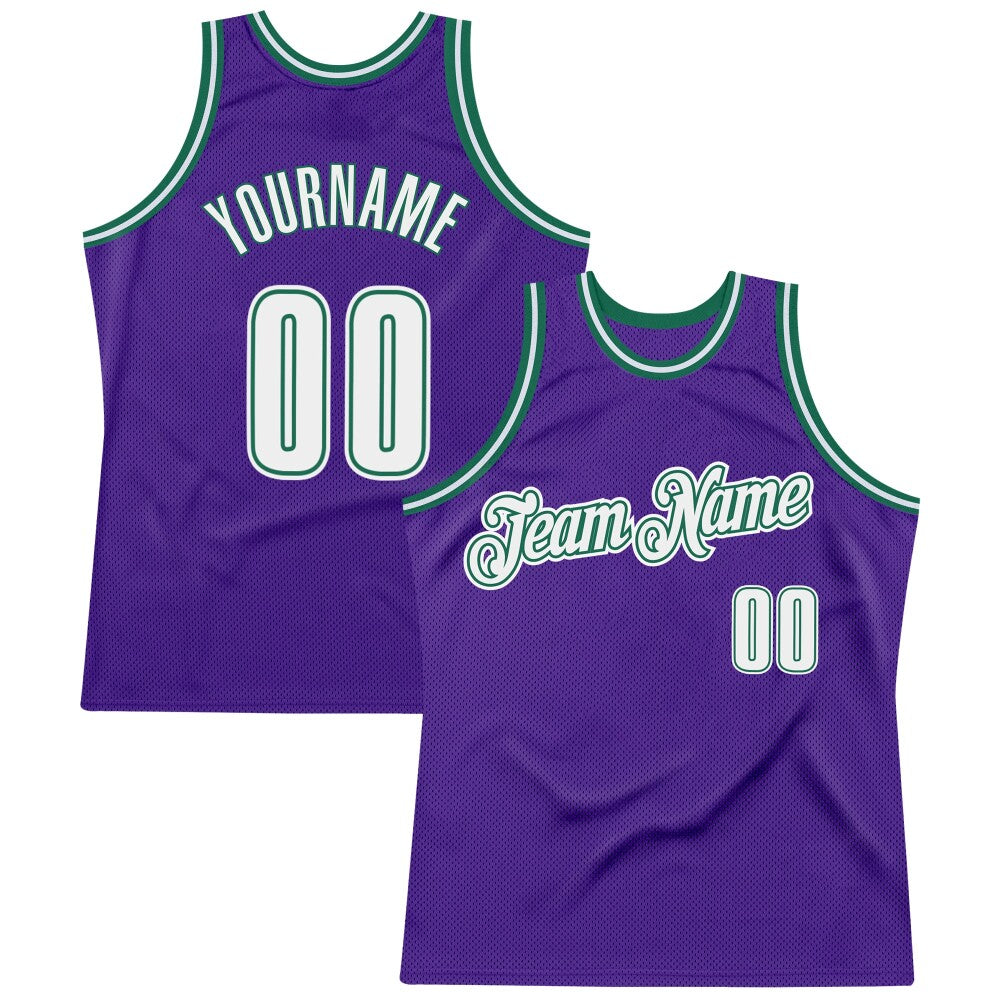 Custom Purple White-Kelly Green High-quality Throwback Basketball Jersey