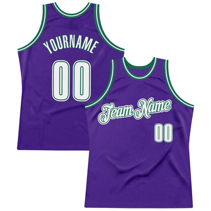 Custom Purple White-Kelly Green High-quality Throwback Basketball Jersey