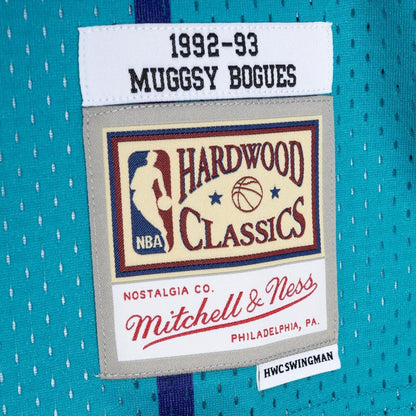 Muggsy Bogues Charlotte Hornets Mitchell & Ness Hardwood Classics 1992-93 Split Swingman Jersey - Teal/Purple