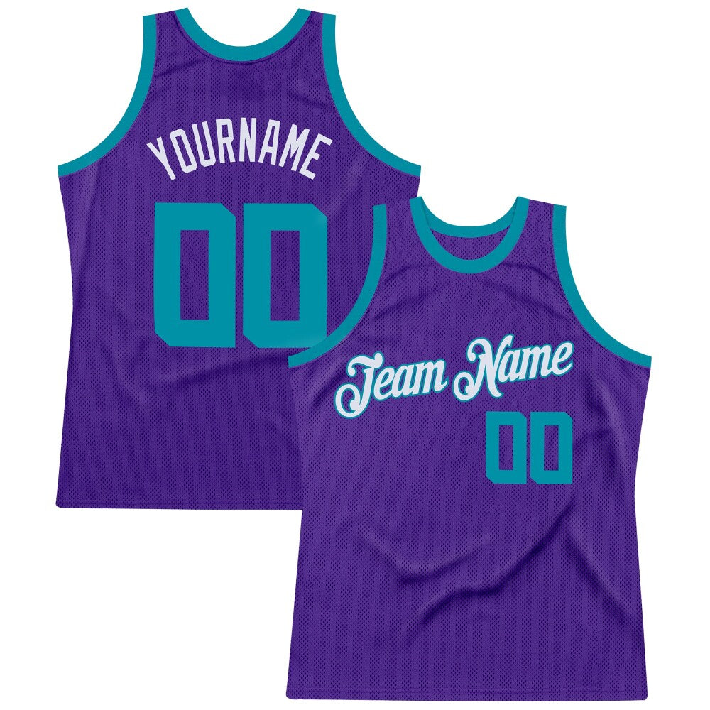 Custom Purple Teal-White High-quality Throwback Basketball Jersey