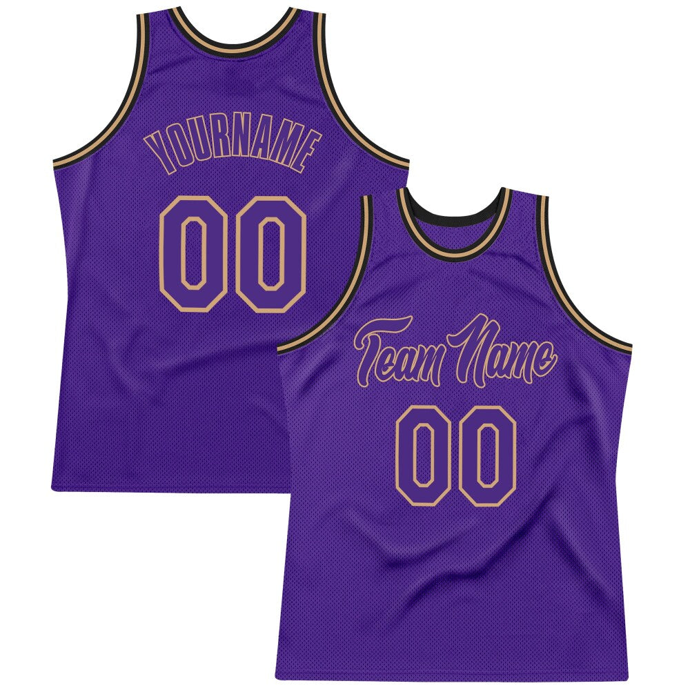 Custom Purple Purple-Old Gold High-quality Throwback Basketball Jersey