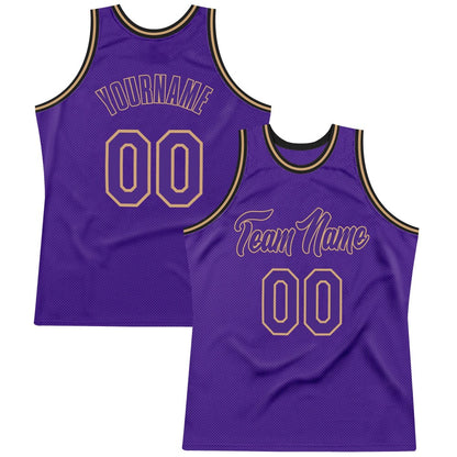 Custom Purple Purple-Old Gold High-quality Throwback Basketball Jersey