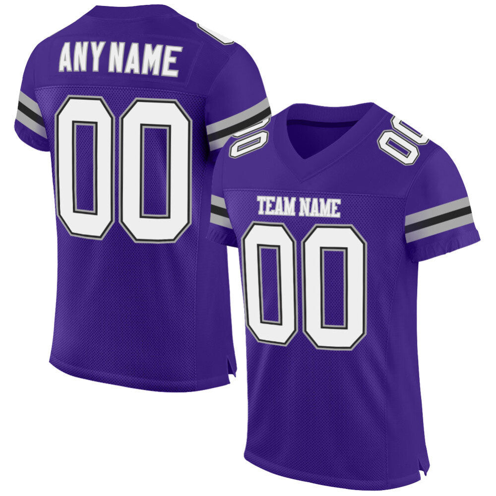 Custom Purple White-Gray Mesh High-quality Football Jersey