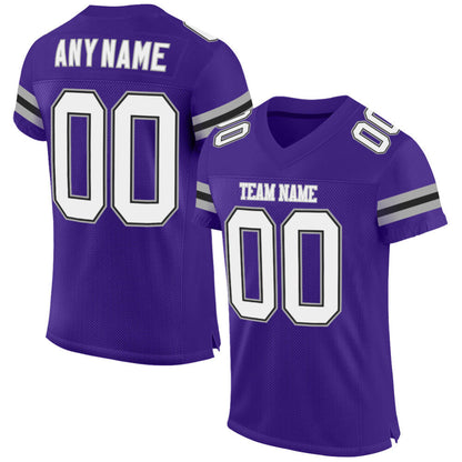 Custom Purple White-Gray Mesh High-quality Football Jersey