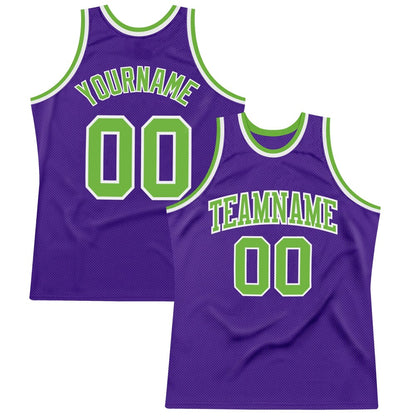 Custom Purple Neon Green-White High-quality Throwback Basketball Jersey