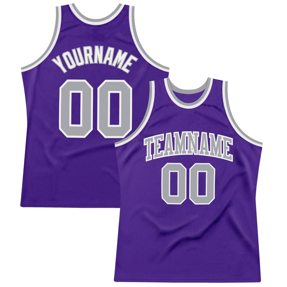 Custom Purple Gray-White High-quality Throwback Basketball Jersey