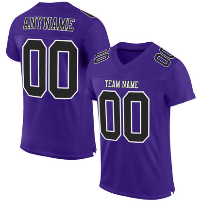 Custom Purple Black-White Mesh High-quality Football Jersey