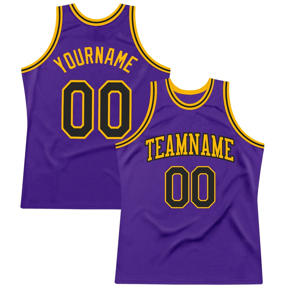 Custom Purple Black-Gold High-quality Throwback Basketball Jersey