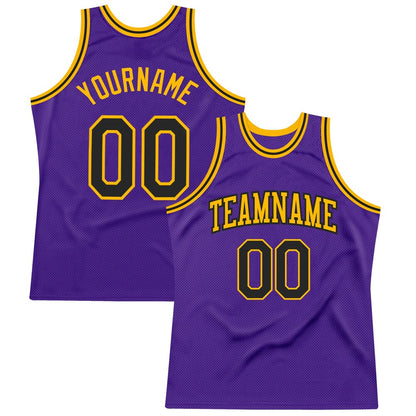 Custom Purple Black-Gold High-quality Throwback Basketball Jersey