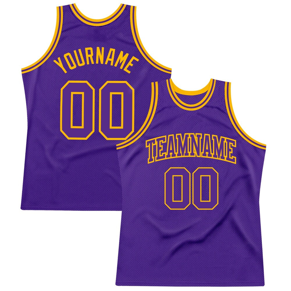 Custom Purple Purple-Gold High-quality Throwback Basketball Jersey