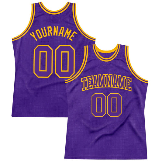 Custom Purple Purple-Gold High-quality Throwback Basketball Jersey
