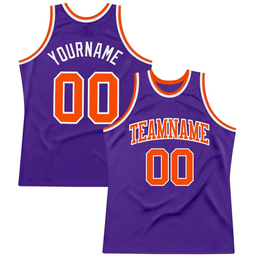 Custom Purple Orange-White High-quality Throwback Basketball Jersey