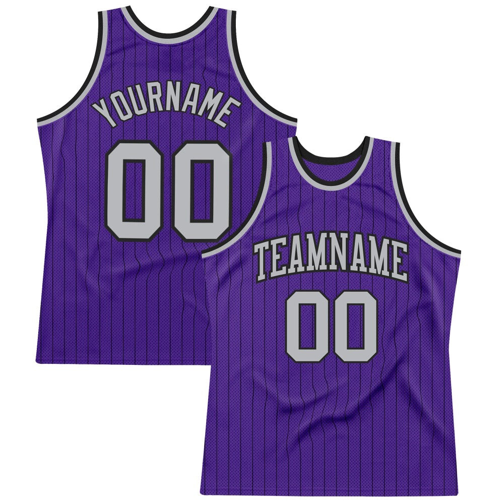 Custom Purple Black Pinstripe Gray High-quality Basketball Jersey