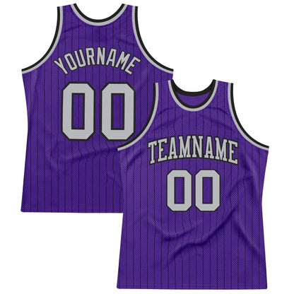 Custom Purple Black Pinstripe Gray High-quality Basketball Jersey