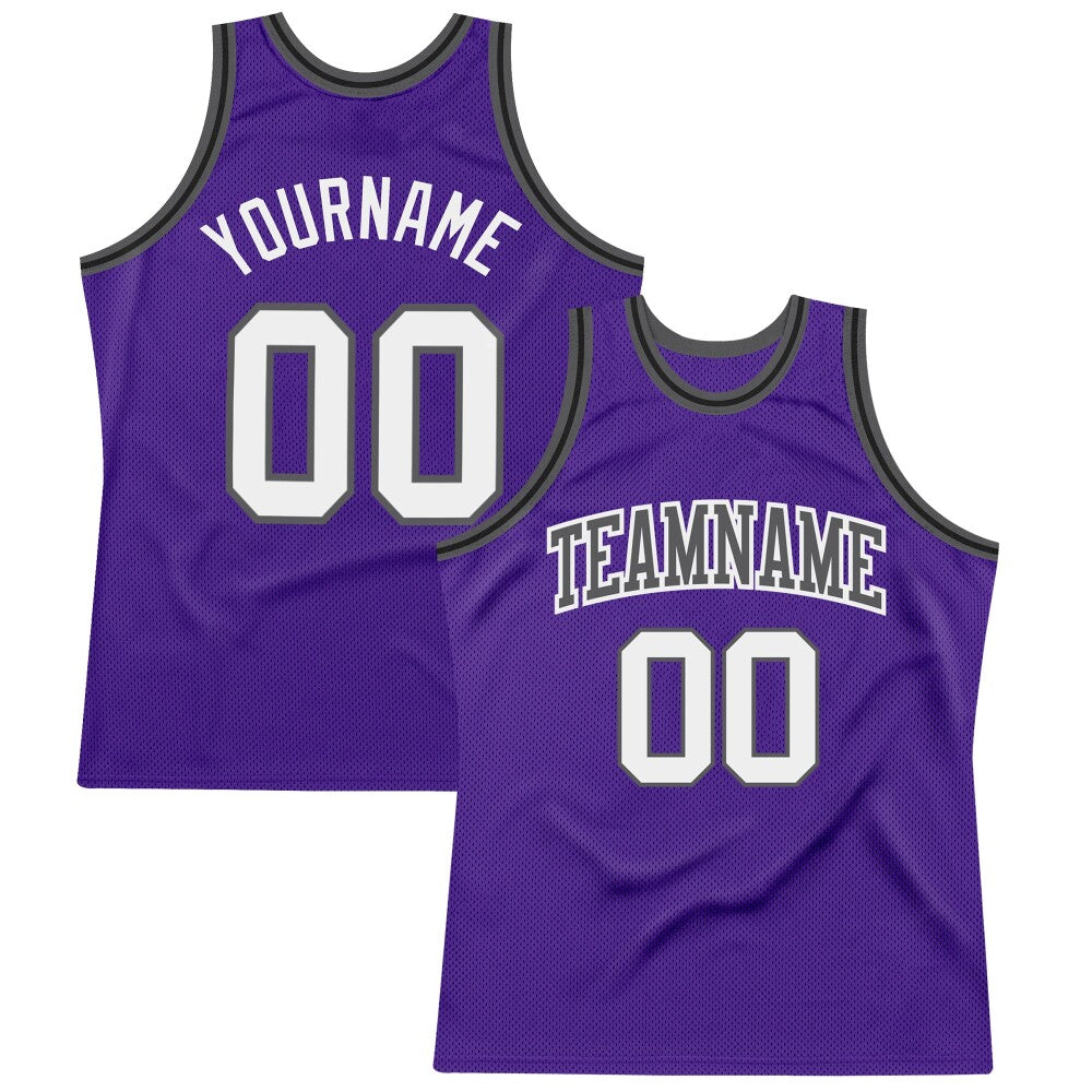 Custom Purple White Steel Gray-Black High-quality Throwback Basketball Jersey