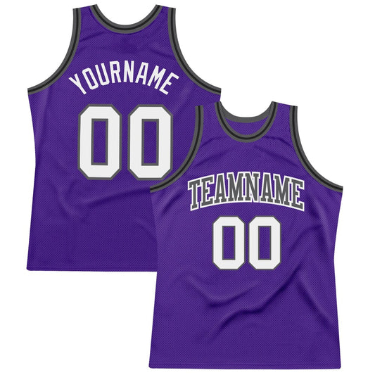Custom Purple White Steel Gray-Black High-quality Throwback Basketball Jersey