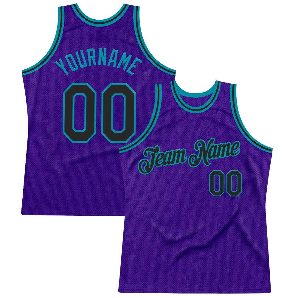 Custom Purple Black-Teal High-quality Throwback Basketball Jersey