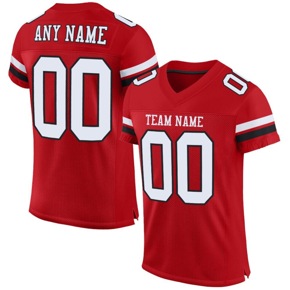 Custom Red White-Black Mesh High-quality Football Jersey