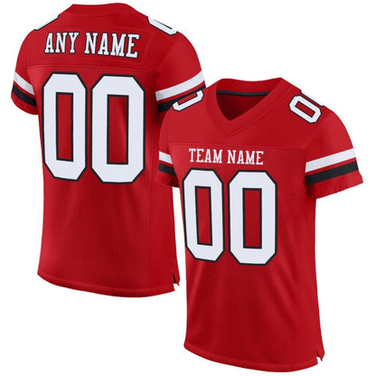 Custom Red White-Black Mesh High-quality Football Jersey