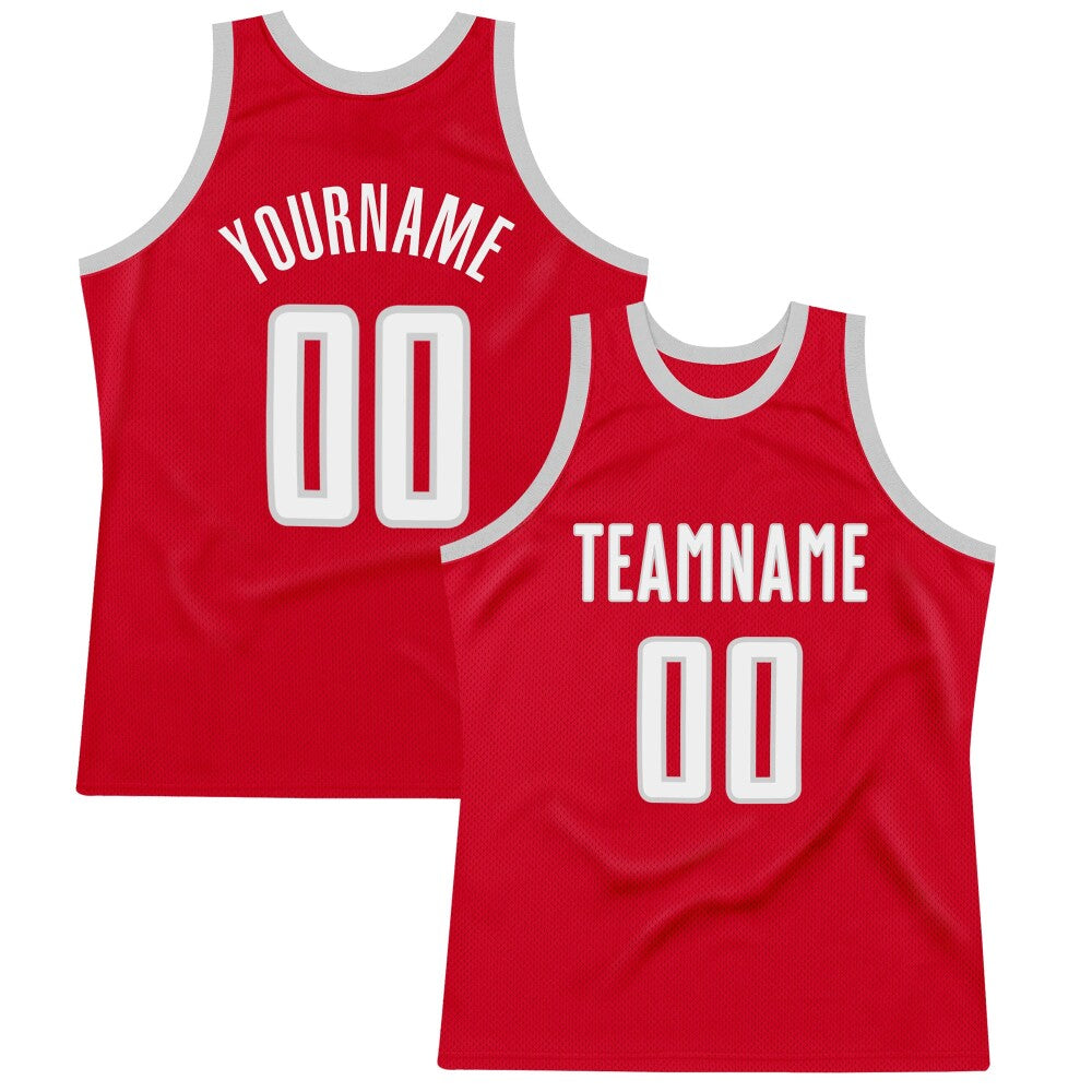 Custom Red White-Gray High-quality Throwback Basketball Jersey