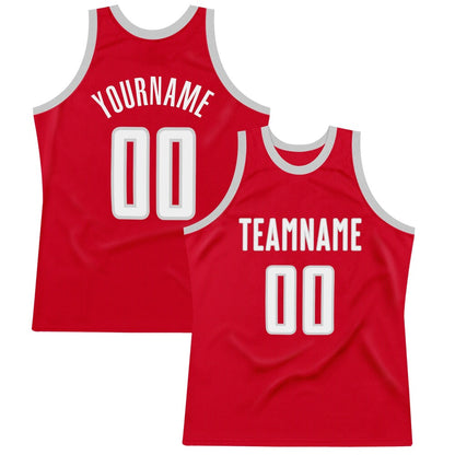 Custom Red White-Gray High-quality Throwback Basketball Jersey