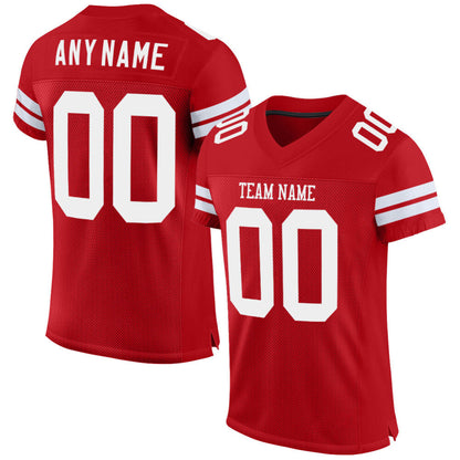 Custom Red White Mesh High-quality Football Jersey